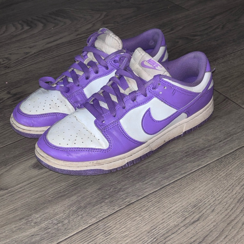 Nike Purple and White Dunk-Style Low Tops